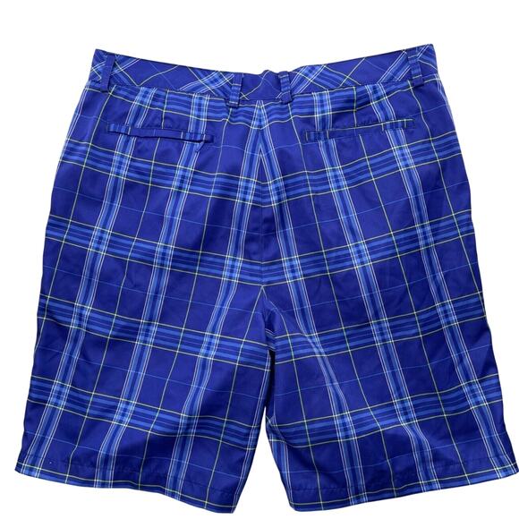 Zero Restriction Shorts Mens 38 Blue Plaid Flat Front Golf Tour Series - Picture 2 of 7